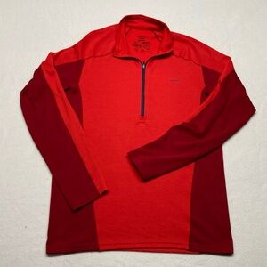 Patagonia Top Capilene 3 Lightweight Mens Sz‎ M Orange Red 1/4 Zip Pullover Base